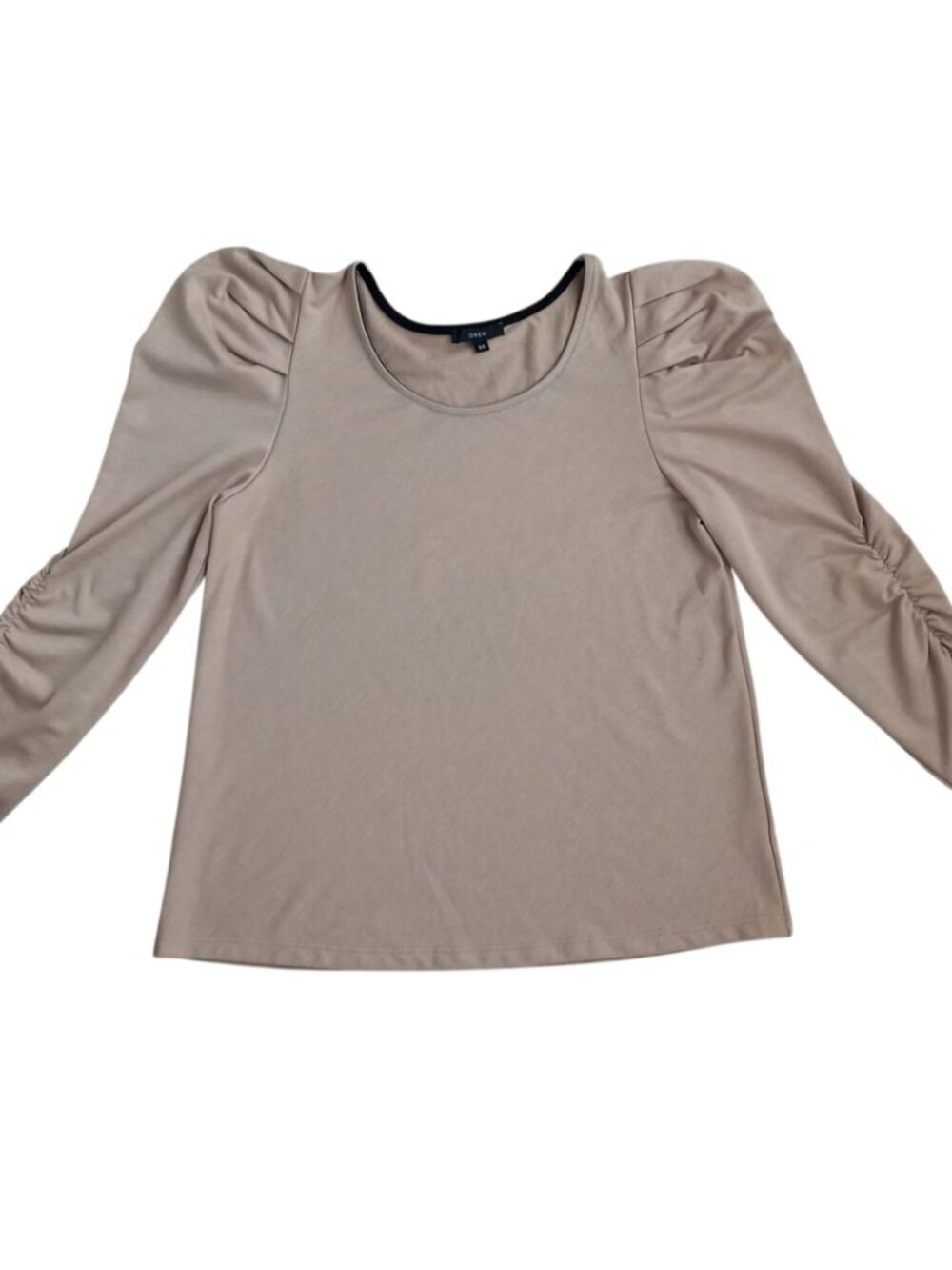 Drew Beige Puff Sleeve Top Women’s Size M - Long Sleeve Stretch Blouse